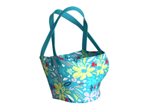 Girls Floral Criss-Cross Halter Crop Top 3D Model