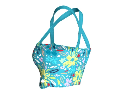 Girls Floral Criss-Cross Halter Crop Top 3D Model