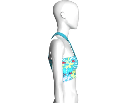 Girls Floral Criss-Cross Halter Crop Top 3D Model