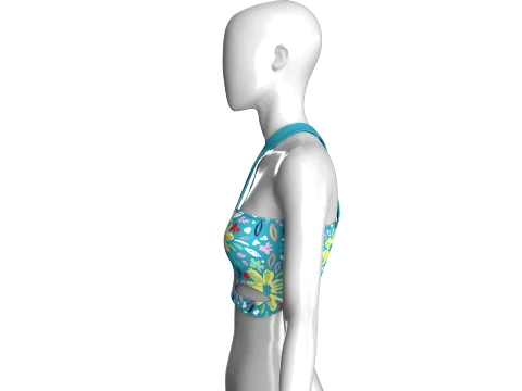 Girls Floral Criss-Cross Halter Crop Top 3D Model