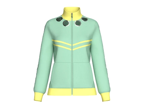 Girls Grommet Neckline Full-Zip Jacket 3D Model