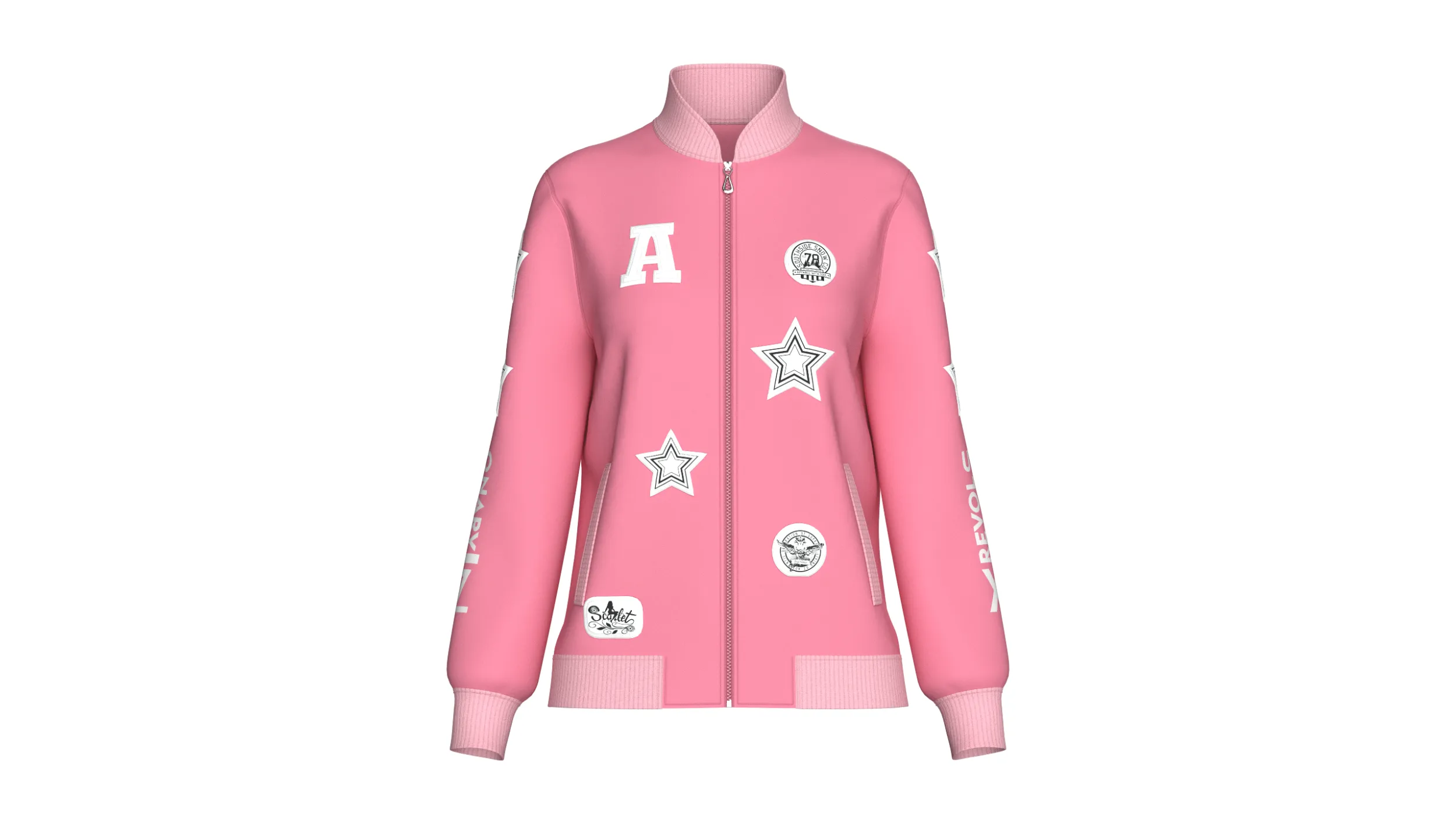 Girls Patchwork Varsity Full-Zip Jacket 3D Model .c4d .max .obj .3ds .fbx .stl .blend