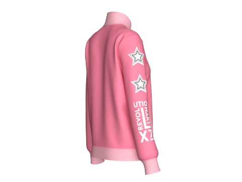 Girls Patchwork Varsity Full-Zip Jacket 3D Model