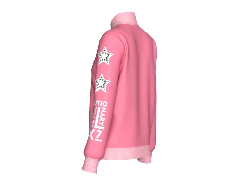 Girls Patchwork Varsity Full-Zip Jacket 3D Model
