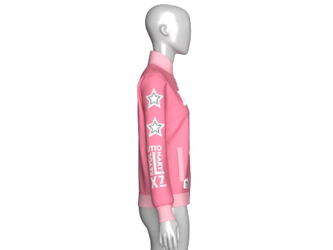 Girls Patchwork Varsity Full-Zip Jacket 3D Model
