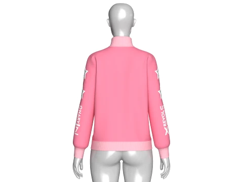 Girls Patchwork Varsity Full-Zip Jacket 3D Model
