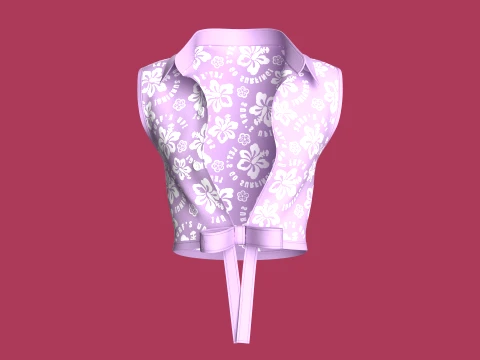Girls Printed Tie-Front Sleeveless Crop Top 3D Model