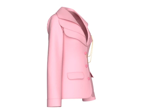 Girls Tiered Lapel Gold Chain Brooch Blazer 3D Model