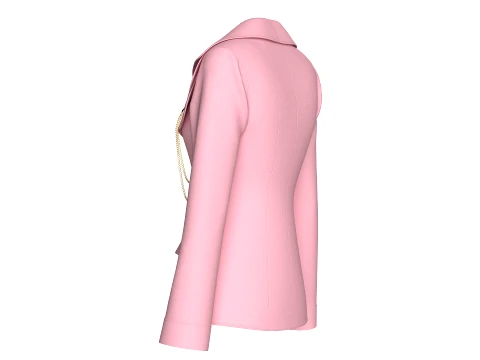 Girls Tiered Lapel Gold Chain Brooch Blazer 3D Model
