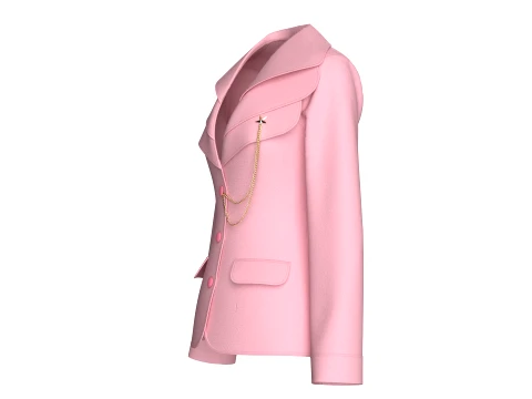 Girls Tiered Lapel Gold Chain Brooch Blazer 3D Model