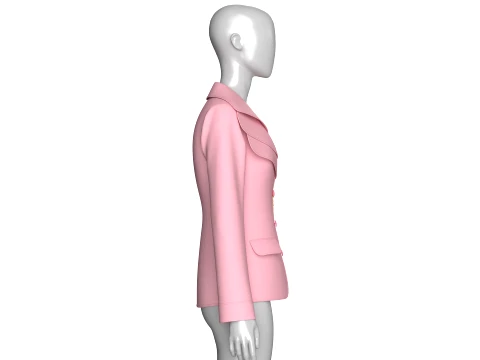Girls Tiered Lapel Gold Chain Brooch Blazer 3D Model