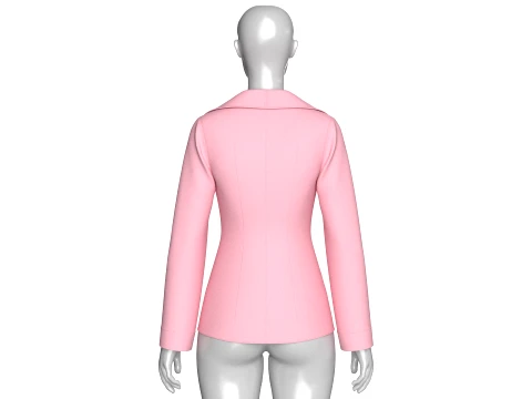 Girls Tiered Lapel Gold Chain Brooch Blazer 3D Model