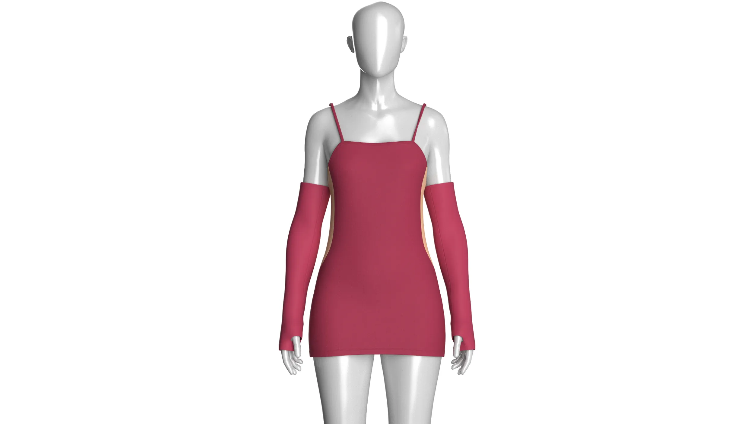 Girls Bodycon Mini Dress With Sleeves 3D Model .c4d .max .obj .3ds .fbx .stl .blend 