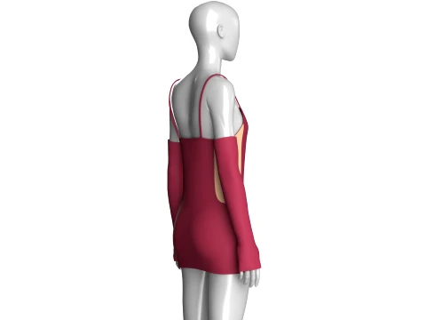 Girls Bodycon Mini Dress With Sleeves 3D Model