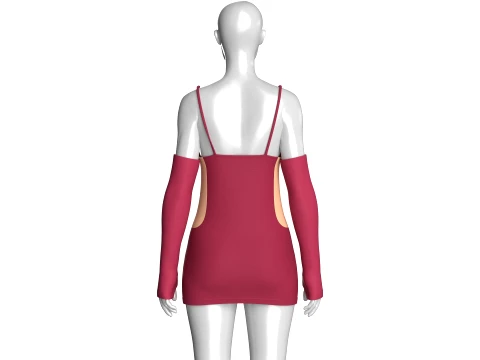 Girls Bodycon Mini Dress With Sleeves 3D Model