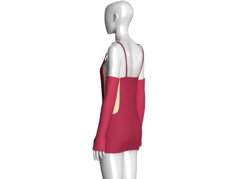 Girls Bodycon Mini Dress With Sleeves 3D Model