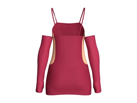 Girls Bodycon Mini Dress With Sleeves 3D Model