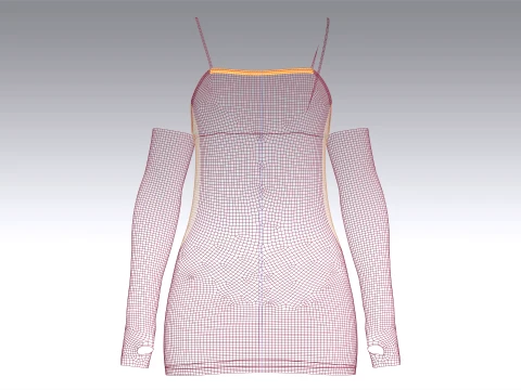 Girls Bodycon Mini Dress With Sleeves 3D Model
