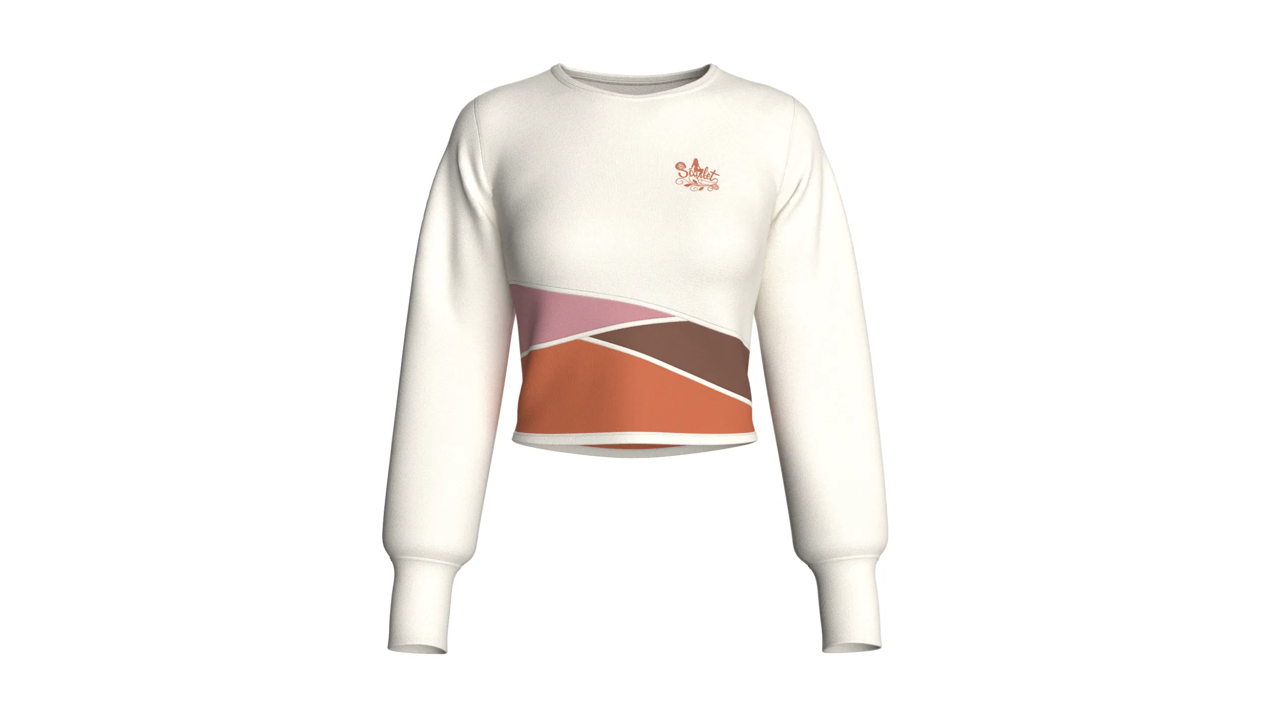 Girls Crew Neck Color-Block Crop Sweatshirt 3D Model .c4d .max .obj .3ds .fbx .stl .blend 