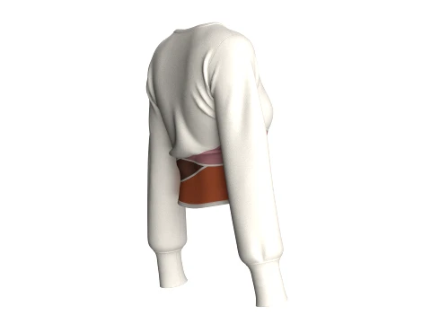 Girls Crew Neck Color-Block Crop Sweatshirt 3D Model