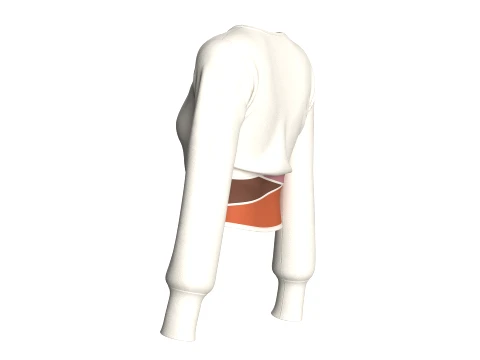 Girls Crew Neck Color-Block Crop Sweatshirt 3D Model