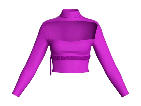 Girls Cut Out Mock-Neck Cropped Top 3D Model