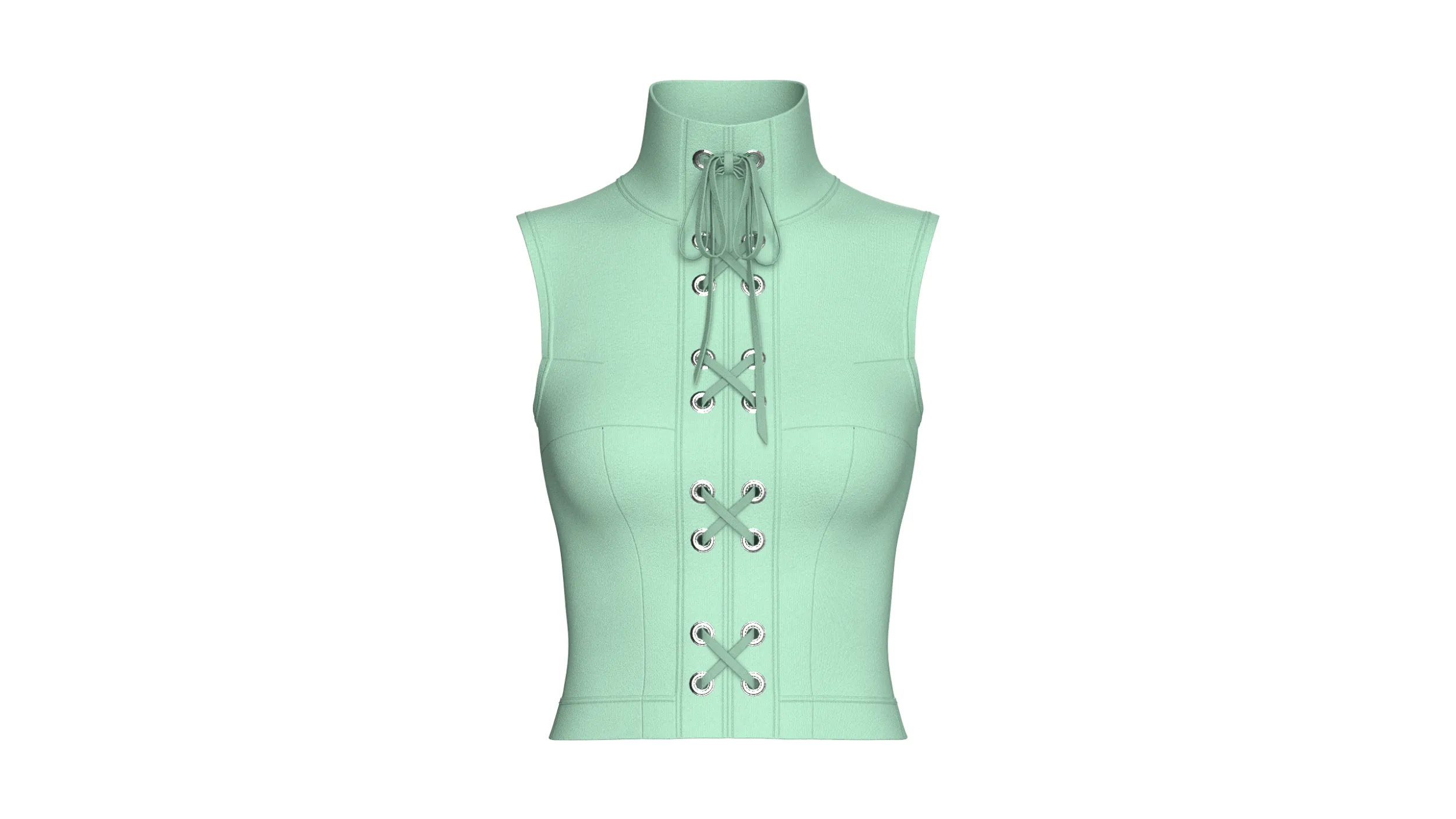 Girls High Neck Front Lace-Up Corset Top 3D Model .c4d .max .obj .3ds .fbx .stl .blend 