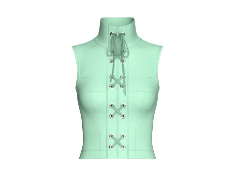 Girls High Neck Front Lace-Up Corset Top 3D Model