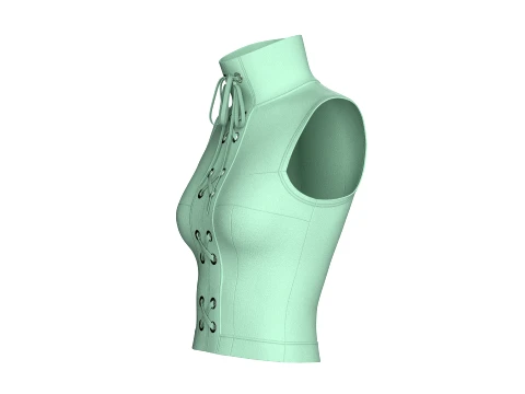 Girls High Neck Front Lace-Up Corset Top 3D Model