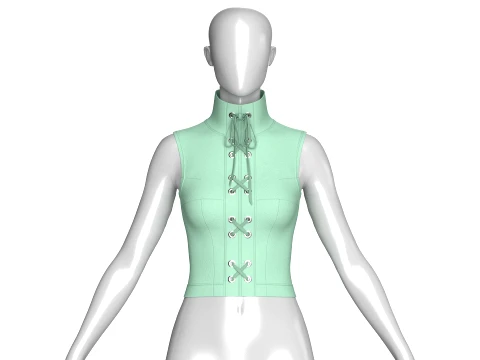 Girls High Neck Front Lace-Up Corset Top 3D Model
