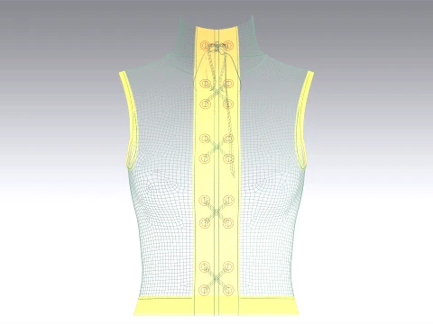 Girls High Neck Front Lace-Up Corset Top 3D Model