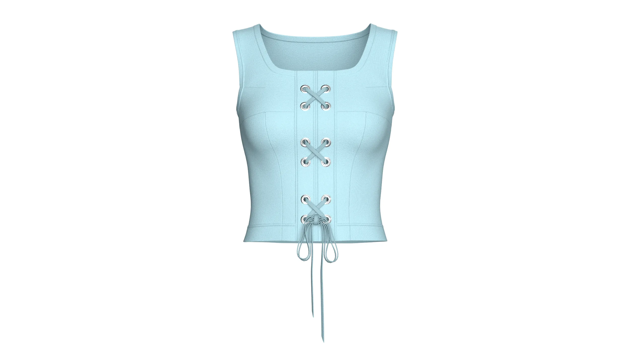 Girls Square Neck Front Lace-Up Corset Top 3D Model .c4d .max .obj .3ds .fbx .stl .blend 
