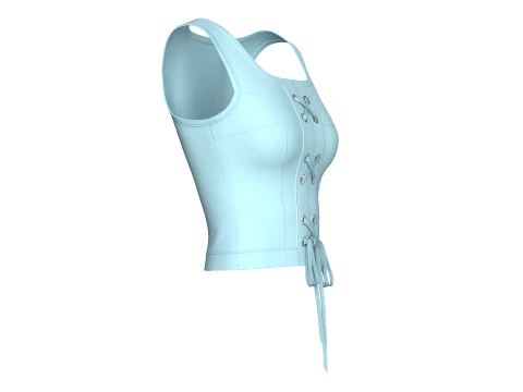 Girls Square Neck Front Lace-Up Corset Top 3D Model
