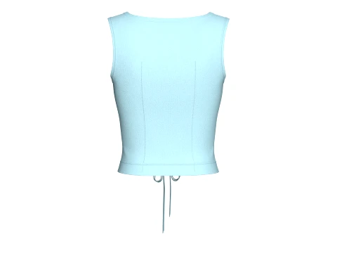 Girls Square Neck Front Lace-Up Corset Top 3D Model