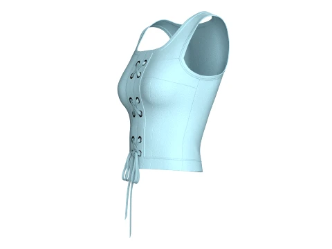 Girls Square Neck Front Lace-Up Corset Top 3D Model