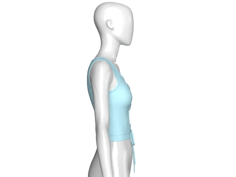 Girls Square Neck Front Lace-Up Corset Top 3D Model