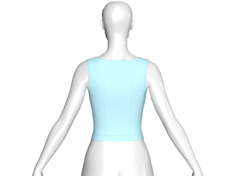 Girls Square Neck Front Lace-Up Corset Top 3D Model