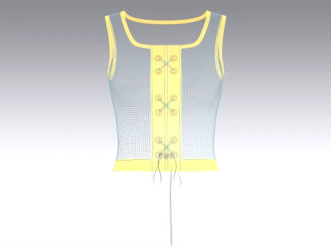 Girls Square Neck Front Lace-Up Corset Top 3D Model