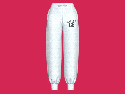 Girls Melange Side Slit Printed Joggers 3D Model