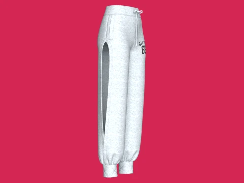 Girls Melange Side Slit Printed Joggers 3D Model