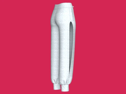 Girls Melange Side Slit Printed Joggers 3D Model