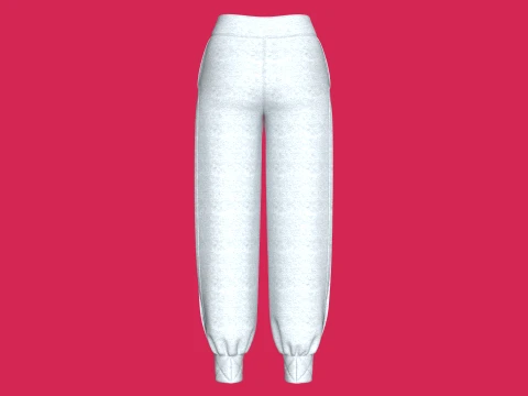 Girls Melange Side Slit Printed Joggers 3D Model