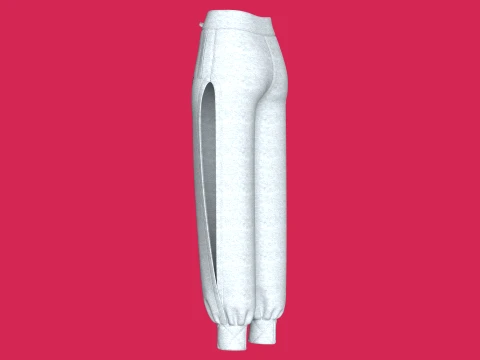 Girls Melange Side Slit Printed Joggers 3D Model