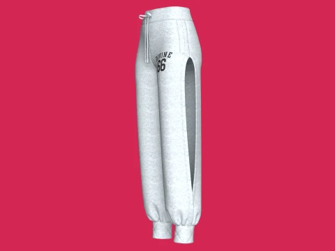 Girls Melange Side Slit Printed Joggers 3D Model