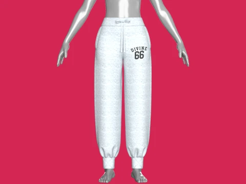 Girls Melange Side Slit Printed Joggers 3D Model