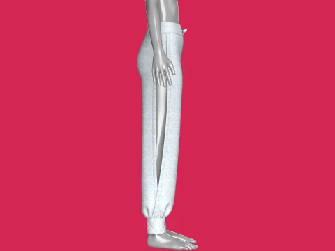 Girls Melange Side Slit Printed Joggers 3D Model