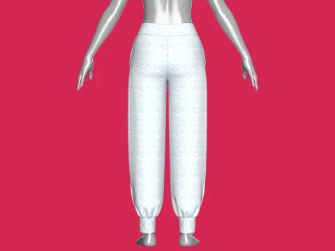 Girls Melange Side Slit Printed Joggers 3D Model