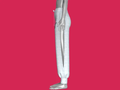 Girls Melange Side Slit Printed Joggers 3D Model