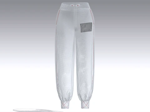 Girls Melange Side Slit Printed Joggers 3D Model