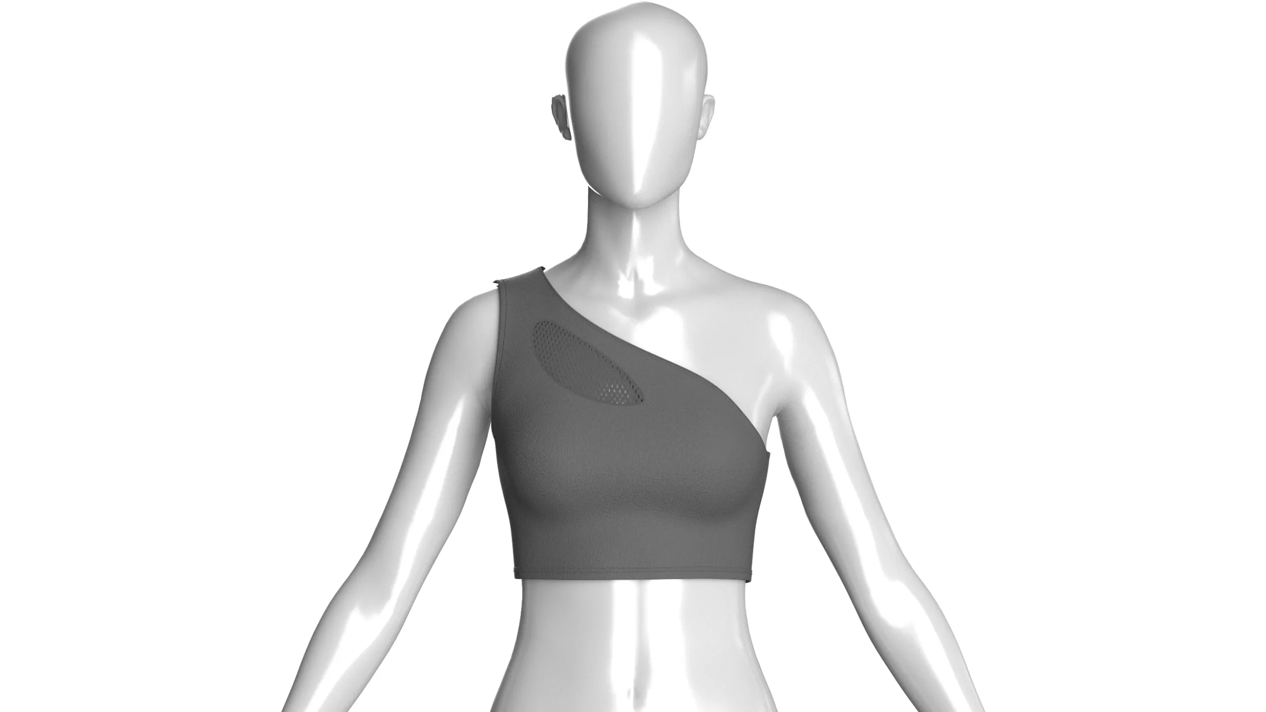 Girls One Shoulder Mesh Cutout Sports Bra 3D Model .c4d .max .obj .3ds .fbx .stl .blend 